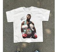 Shein Camiseta unisex vintage con gráfico que representa a la leyenda del boxeo "Mike Tyson" de los años 90, diseño callejero retro adecuado para fans del b