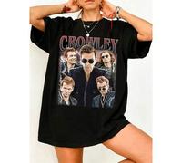 Shein Camiseta vintage con collage de Crowley de Good Omens - 100% algodón, oversize, regalo para fans de David Tennant