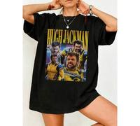 Shein Camiseta vintage de Hugh Jackman Wolverine bootleg - Camiseta de algodón 100% con collage retro de superhéroes
