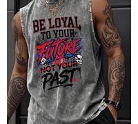 Shein Camiseta vintage gris con hombros descubiertos y el diseño grabado "BE LOYAL TO YOUR FUTURE" (Sé fiel a tu futuro), 100% algodón, corte relajado, esti