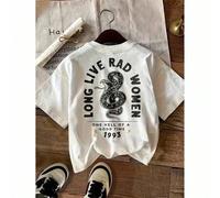 Shein Camiseta "Viva las mujeres geniales", camiseta estilo bohemia de moda y cómoda, camiseta para mujeres empoderadas