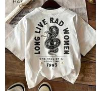 Shein Camiseta "Vivan las mujeres geniales", camiseta de moda bohemia cómoda y colorida, camiseta que empodera a la mujer