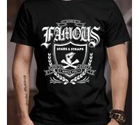 Shein Camiseta World Famous Stars & Straps, cuello redondo para hombre, 220 g/m², verano, algodón puro, manga corta (1 pieza)