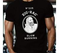 Shein Camiseta Zig Zag Slow Burning para hombre, cuello redondo, 220 g/m², para verano, de puro algodón, manga corta (1 unidad)