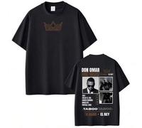 Shein Camisetas con estampado del álbum del rapero Don Omar, moda para hombres y mujeres, camisetas de algodón de manga corta casuales, camisetas de hip hop