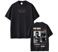Shein Camisetas con estampado del álbum del rapero Don Omar para hombres y mujeres, camisetas de moda de manga corta, holgadas y casuales, de algodón, estil