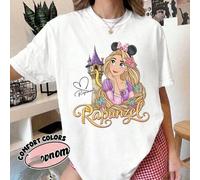 Shein Camisetas con temática de Disney, camiseta de castillo con orejas de Minnie y princesa Rapunzel, regalos de cumpleaños para niñas, compatible con equi