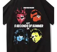Shein Camisetas de 5 Seconds of Summer Not OK, camisetas sueltas de algodón para mujer y hombre, camisetas casuales con cuello redondo y estampado de letras