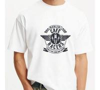 Shein Camisetas de algodón con estampado Berlin Cafe Racer Long Way para hombre, camisetas casuales de verano de manga corta