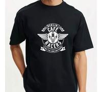 Shein Camisetas de algodón con estampado Berlin Cafe Racer Long Way para hombre, camisetas casuales de verano de manga corta