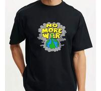 Shein Camisetas de algodón estampadas "No More War on Earth" para hombre, camisetas casuales de verano de manga corta
