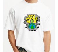 Shein Camisetas de algodón estampadas "No More War on Earth" para hombre, camisetas casuales de verano de manga corta