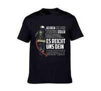 Shein Camisetas de algodón para hombre con un estampado elegante y mangas cortas. Bombero con el lema "No hay héroe ni riqueza... Tu respeto nos basta". Ide
