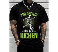 Shein Camisetas de algodón para hombre con un estampado elegante y mangas cortas. Divertido motivo "Ya basta, voy a patear". Idea de regalo para aficionados