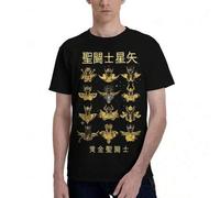 Shein Camisetas de anime japonés "Ritter Des Tierkreises" para hombres y mujeres, de cuello redondo, 100% algodón, camisetas de manga corta de Saint Seiya