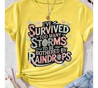 Shein Camisetas de manga corta de talla grande "Too Many Storms"