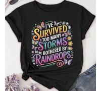 Shein Camisetas de manga corta de talla grande "Too Many Storms"