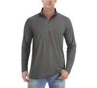 Shein Camisetas de manga larga para hombre con protección solar UPF 50+, transpirables, ligeras y suaves, con cremallera de 1/4, ideales para senderismo, pe