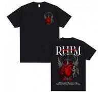 Shein Camisetas Gráficas de la Gira del Álbum Rhlm 2 del Rapero Anuel AA, Ropa Masculina, Camisetas de Manga Corta Oversize de Hip Hop, Cuello Redondo, Cami