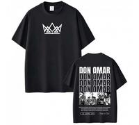 Shein Camisetas impresas de la gira del álbum del rapero Don Omars 2026, camisetas de algodón de manga corta holgadas y casuales de hip hop para hombres y m