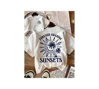 Shein Camisetas Mujer hombre Vestidos sudaderas, informal de cuello redondo para chica adolescente con estampado de palmeras "Forever Chasing Sunsets". Cómo