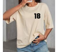 Shein Camisetas oversize personalizadas para mujeres, se pueden personalizar con tu número, logo, nombre/texto/número de la suerte, camisetas negras, camise