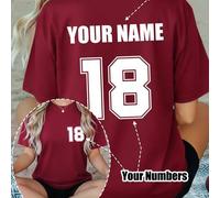 Shein Camisetas personalizadas de talla grande para mujeres, personalizadas con su número de logotipo, nombre/texto/número de la suerte en el frente y la es