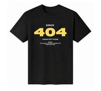 Shein Camisetas unisex de manga corta y cuello redondo, 100 % algodón, con gráfico "Error 404 Human Not Found" (Error 404 Human Not Found). Tops de verano c