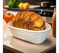 Shein Canasta ovalada de ratán natural para fermentar el pan, tazón de fermentación de masa de mimbre hecho a mano, herramienta de hornear pan estilo europe