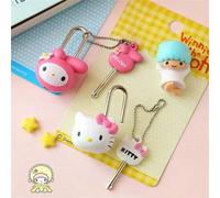 Shein Candados 3D de Hello Kitty de Sanrio, mini candados con diseño de personaje de dibujos animados lindos y multifuncionales para maletas, equipaje, cajo