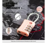 Shein Candados de equipaje aprobados por la TSA, candado con combinación de viaje, candado impermeable de 3 dígitos, candado sin llave restablecible de la T