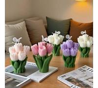 Shein Candles de aromaterapia con forma de ramo de tulipán con atmósfera Ins, se pueden quemar durante mucho tiempo, sin humo, arameo decorativo creativo, a