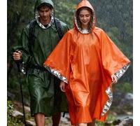 Shein Capa de lluvia y manta térmica de emergencia - Poncho de emergencia reversible de película de PE con tiras reflectantes, impermeable y a prueba de vie