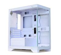 Shein Carcasa de PC de juegos Micro-ATX/ITX de acero inoxidable con panel lateral de vidrio templado, refrigeración por aire sin ventilador, puertos USB 3.0