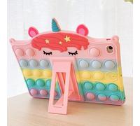 Shein Carcasa protectora para iPad con soporte para escritorio para tableta con dibujo de unicornio arcoíris adorable, carcasa protectora para tableta Samsu
