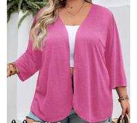Shein Cárdigan casual con bajo asimétrico talla grande para mujer, color negro, Curve Plus, atuendos de vacaciones de verano/campo/playa, ropa de playa