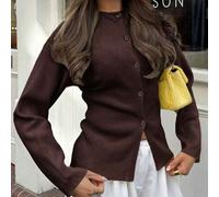Shein Cárdigan de invierno para mujer Live To Mo, diseño de botones de manga larga, estilo casual de negocios, adecuado para la temporada de regreso a la es