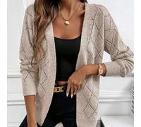 Shein Cárdigan de mujer LUNE con diseño de malla hueca de rombo, cómodo y casual, manga larga para usar en casa, vacaciones y playa