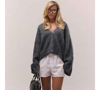 Shein Cárdigan suelto y relajado de punto suave con cuello en V y botones, otoñal, estilo rústico y acogedor, ideal para volver al colegio, color caramelo,