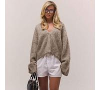 Shein Cárdigan suelto y relajado de punto suave con cuello en V y botones, para otoño y temporada de regreso a clases, Navidad, Año Nuevo y Acción de Gracia