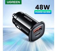 Shein Cargador de coche UGREEN 30W QC18W compatible con iPhone 16, 15, 14, 13 Pro Max, compatible con Samsung Galaxy S25, S24, S23, S22 Ultra y teléfonos An
