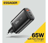 Shein Cargador Essager 65W GaN USB Tipo C para portátil, PPS 45W 25W Carga rápida para Realme, iPhone14 13 Pro y otros teléfonos móviles, adecuado para viaj