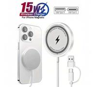 Shein Cargador inalámbrico MagSafe de 15W compatible con iPhone 17/16 Pro Max/16 Pro/16/16 Plus/15/14/13/12 Series, Air/P0ds 3/2/Pro/Pro con puerto de carga