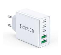Shein Cargador rápido ANYKON de 5 puertos y 20 W (50 W de potencia total), con enchufe europeo, puerto USB-C/USB-A, compatible con Apple, Android, tabletas,