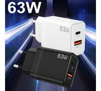 Shein Cargador rápido USB C PD de 63W total, 45W/QC18W para iPhone 16 15 14 13, Mate60, Nova, OPPO, POCO, carga rápida