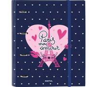 Shein CARPETA 4 ANILLAS 30MM CON RECAMBIO SAFTA "PARIS" - Carpeta Anillas Licencia Oficial - Diseño Exclusivo - Ideal para Uso Diario - Material Duradero -