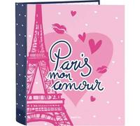 Shein CARPETA 4 ANILLAS 35MM LOMO ANCHO SAFTA "PARIS" - Carpeta Anillas Licencia Oficial - Diseño Exclusivo - Ideal para Uso Diario - Material Duradero - Co