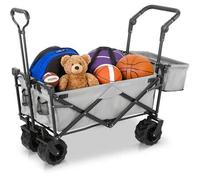 Shein Carretilla de mano de gran capacidad de 262L, carrito de jardín plegable, hasta 113 kg, carrito de transporte para playa con ruedas todoterreno, con p