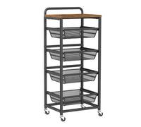 Shein Carrito de Almacenaje de 5 Niveles, con Cestas Extraíbles, Estante de Cocina con Ruedas y Asa, 31,7 x 40 x 95 cm, Marrón Rústico y Negro Tinta