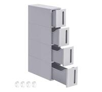 Shein Carrito Estrecho con Ruedas, Estantería con 4 Cajones, 17,3 cm de Ancho, Estante para Baño, Móvil, para Cocina, Plástico PP, Ahorra Espacio, 45,2 x 17